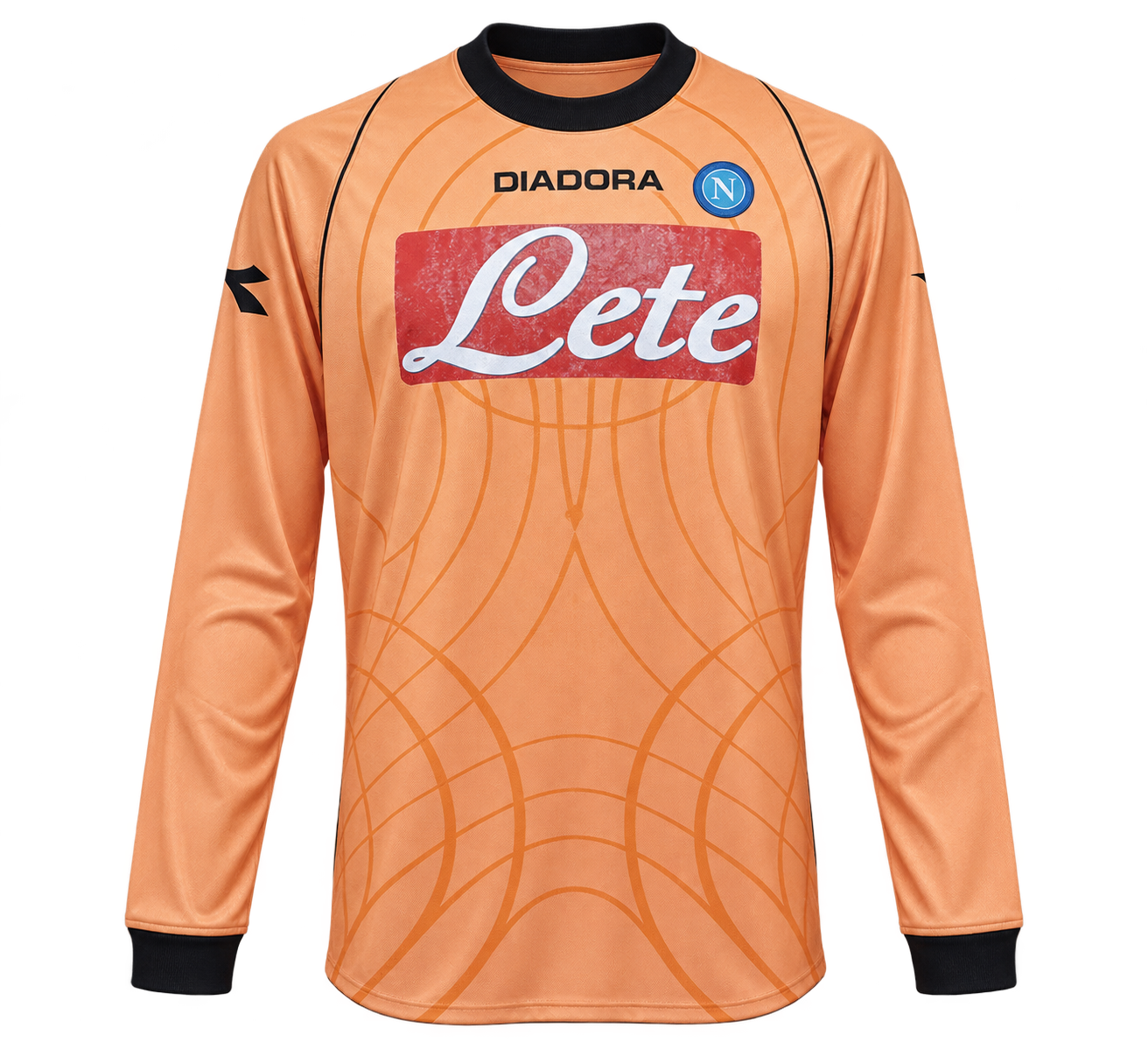 Reinterpretazione con IA della maglia Portiere · maglia portiere arancione Campionato manica lunga 2008-09