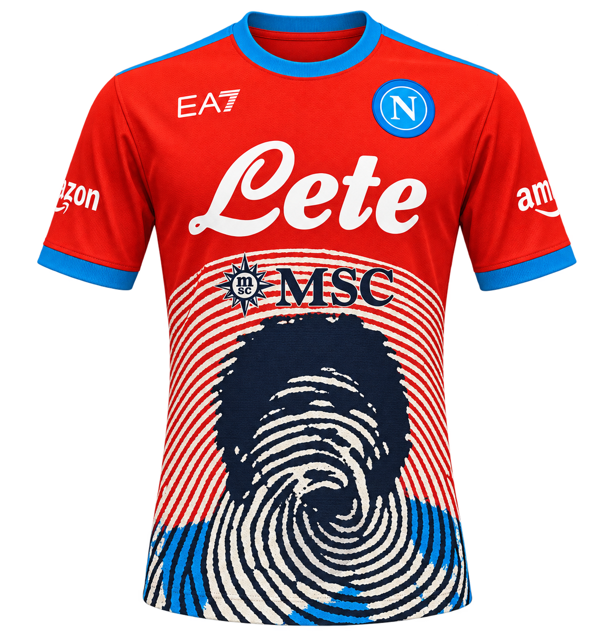 Reinterpretazione con IA della maglia Maradona rossa 2021-22