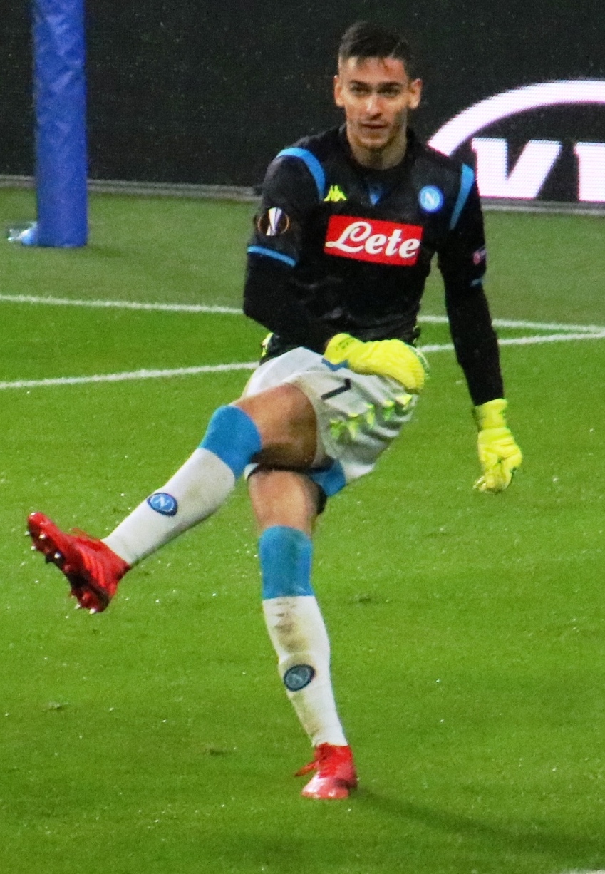 Alex Meret con il Napoli a Salisburgo, 14 marzo 2019