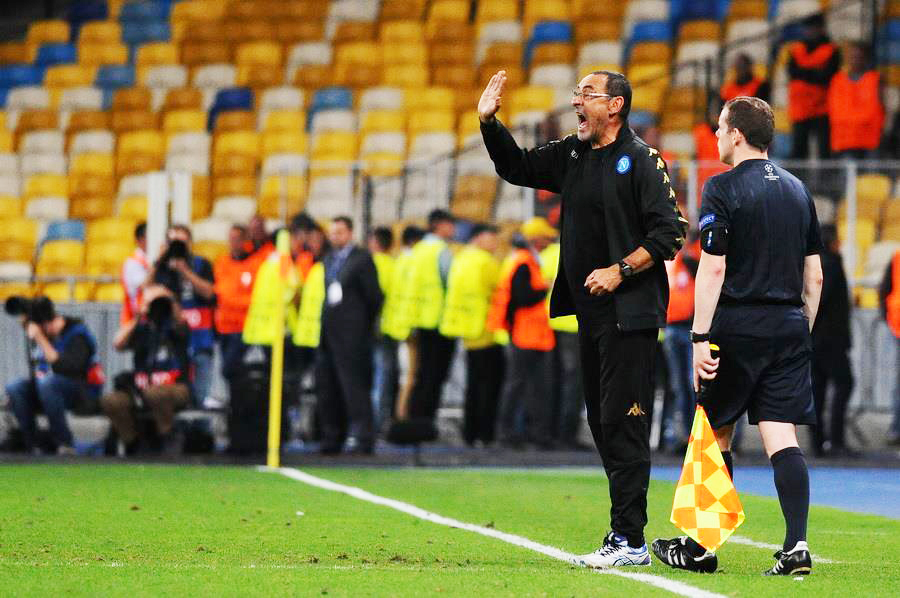 Maurizio Sarri durante Dinamo Kiev-Napoli, 13 settembre 2016