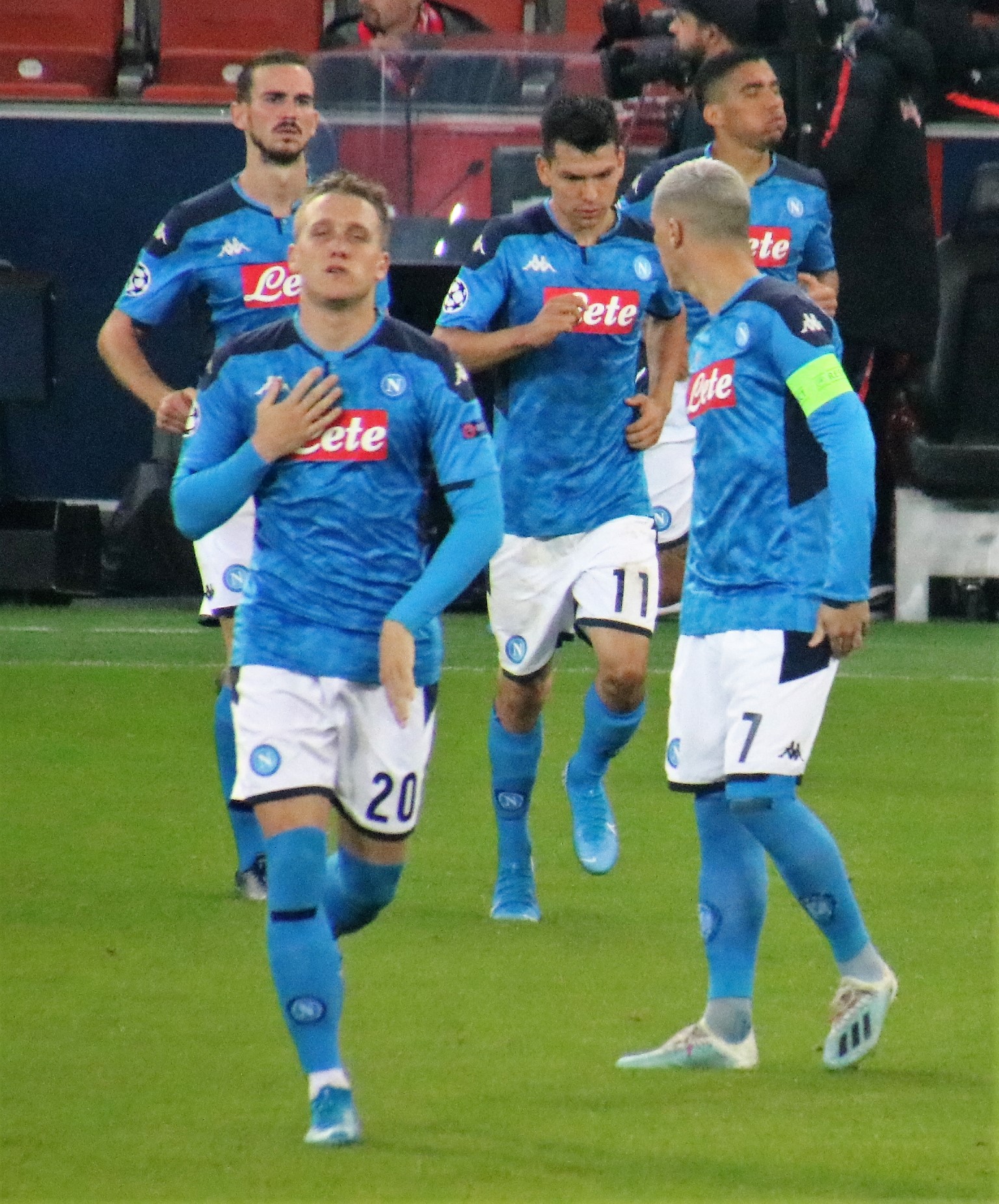 Calciatori del Napoli a Salisburgo il 23 ottobre 2019